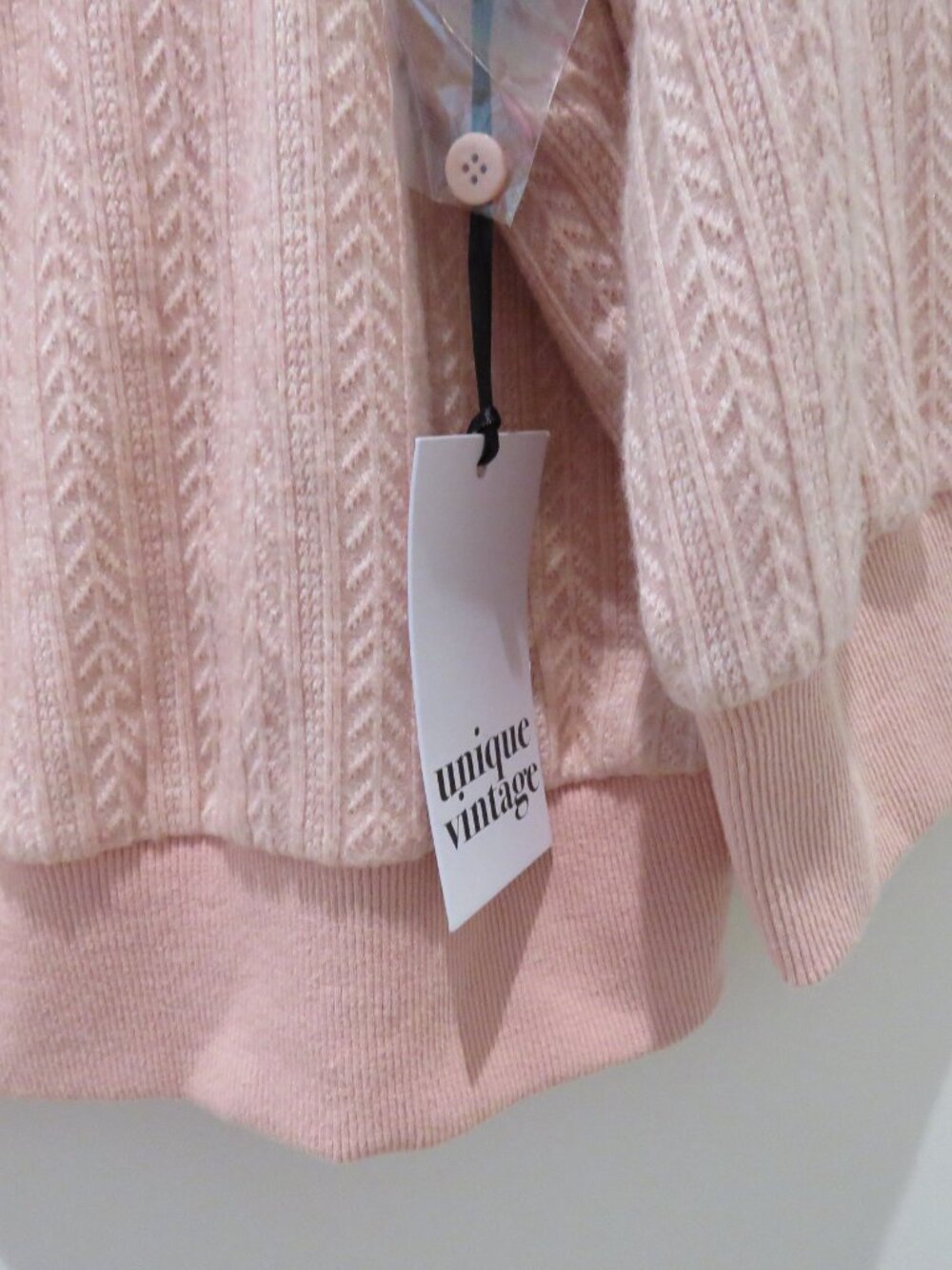 UNIQUE VINTAGE Pointelle Cardigan Top Blush Pink 3X Retro Pinup 1950s Trad Wife - Picture 6 of 13